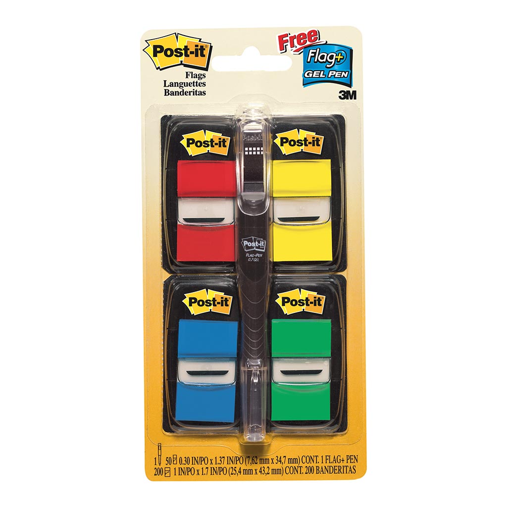 Post-it Flags 680-RYBGVA 25x43mm Primary Value, Pack of 4